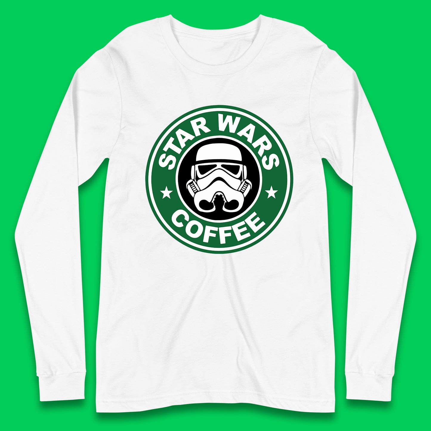 Star Wars Coffee Stormtrooper Sci-fi Action Adventure Movie Character Starbucks Coffee Spoof Star Wars 46th Anniversary Long Sleeve T Shirt