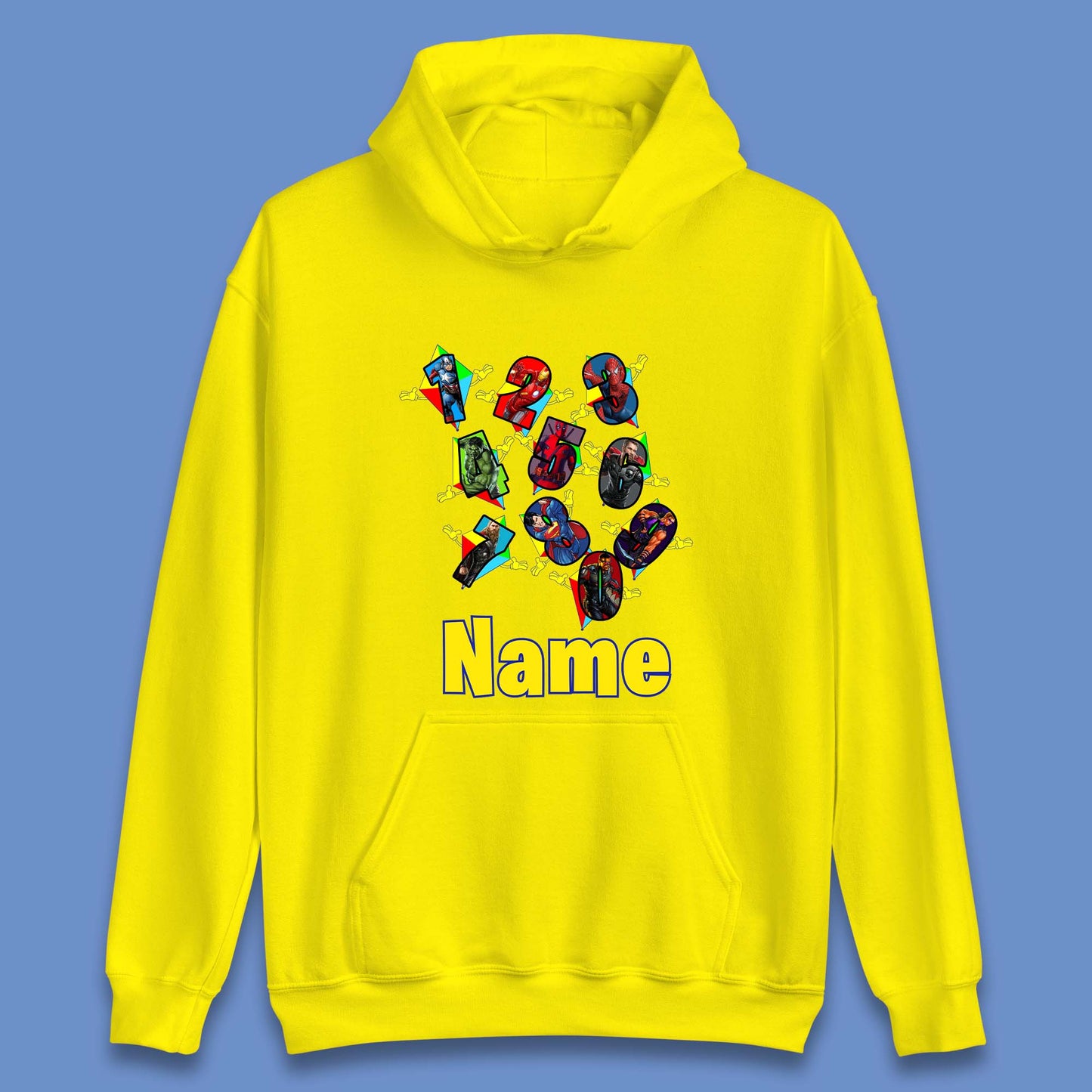 Personalised Number Day Superheroes Superheroes Unisex Hoodie