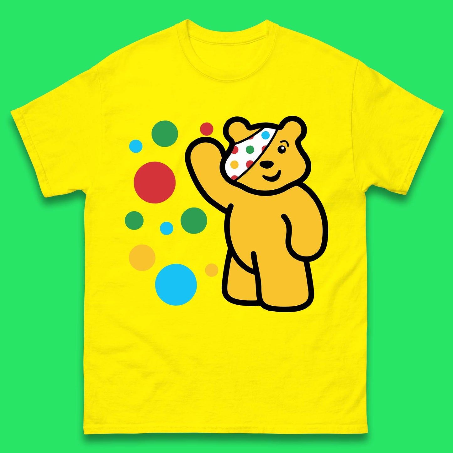 Spotty Pudsey Bear Hand Waving Dotty Spot Fundraising Children In Need Spotty Bear Spotty Day Mens Tee Top