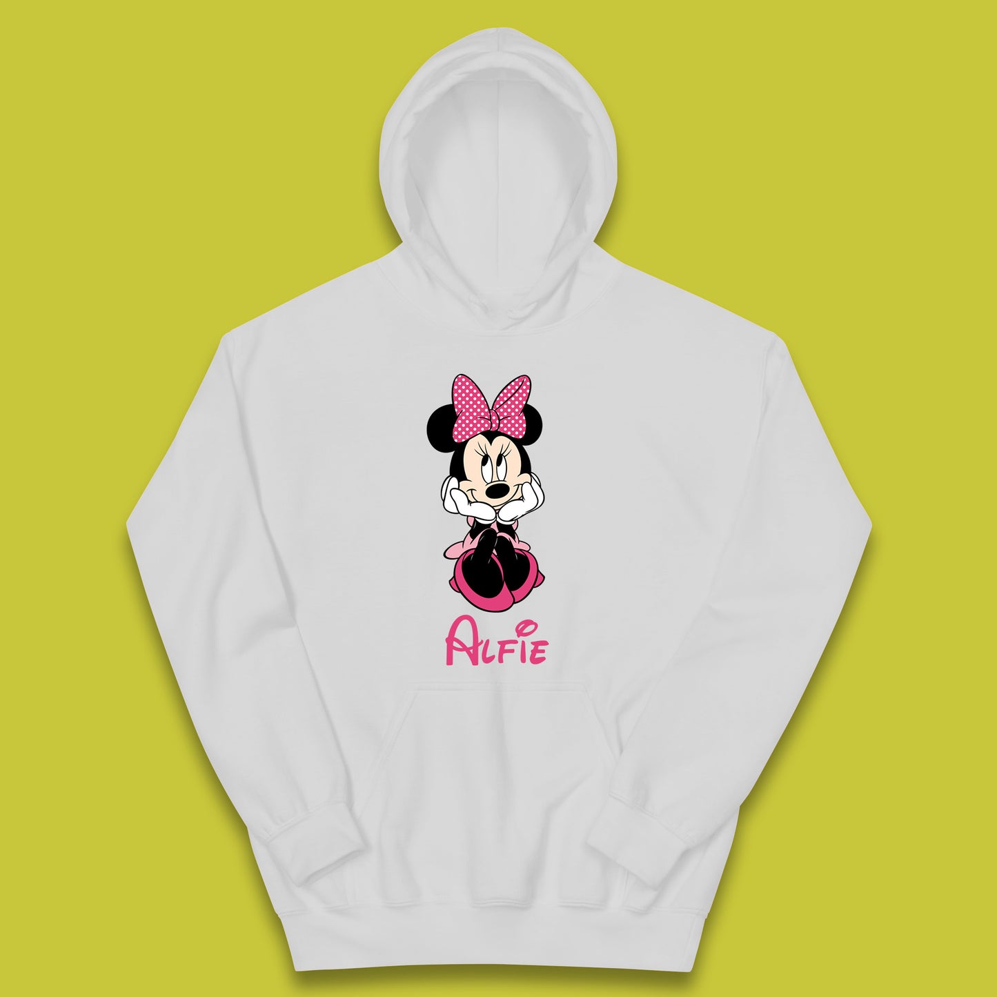 Personalised Sitting Disney Mickey Mouse Minnie Mouse Your Name Cute Cartoon Character Disney World Kids Hoodie