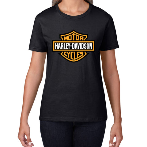 Harley Davidson Motorcycle Logo Vintage Motor Bike Biker Born To Ride Bike Rider Womens Tee Top