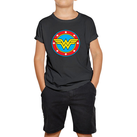 Wonder Woman Shield Logo Superhero Wonder Girl Comic Book Character Super Woman Kids T Shirt