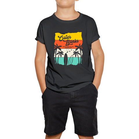 Outer Banks North Carolina NC Vintage Retro Beach Sunset TV Series JJ Maybank Pogue life OBX Fans Kids T Shirt
