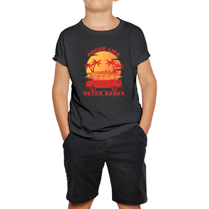 Outer Banks Pogue Life  Beach Surf Van Vintage Retro Beach Sunset Surfing TV Series JJ Maybank OBX Fans Outer Banks Show Kids T Shirt