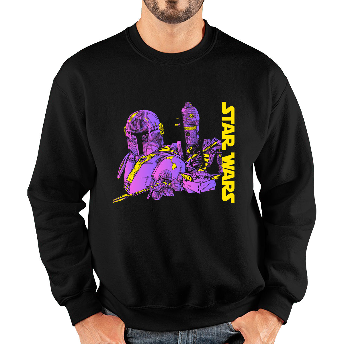 Star Wars Mashup The Mandalorian Boba Fett Grogu IG-11 Baby Yoda Fictional Characters Disney Star Wars 46th Anniversary Unisex Sweatshirt