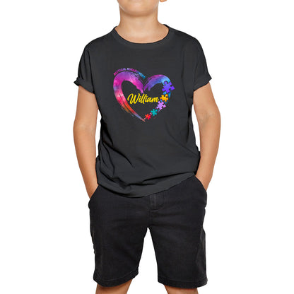 Personalised Autism Awareness Puzzle Pieces Your Name Autism Support Autistic Pride Autism Warrior Kids T Shirt