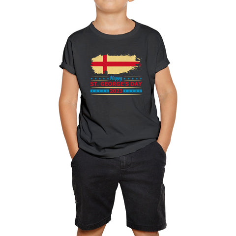 Happy St George's Day 2023 Saint George Cross England Flag Religious Warriors St George Day Kids T Shirt