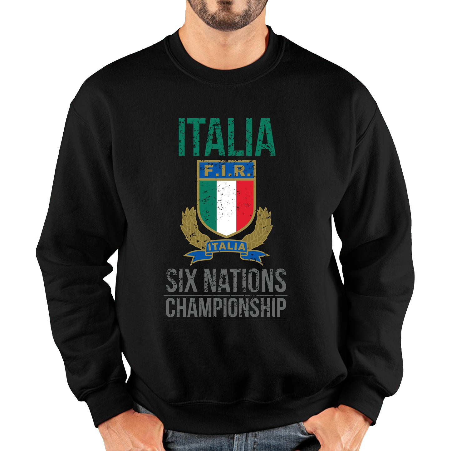 Italia Flag Logo Rugby Cup European Support World Six Nations Championship Unisex Sweatshirt