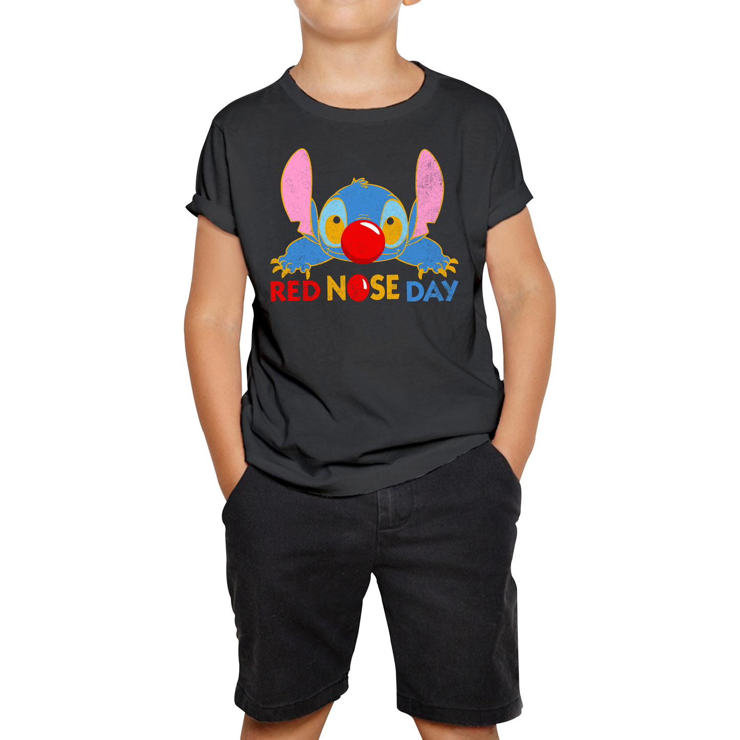 Disney Stitch Red Nose Day Kids Tee Top Ohana Red Nose Day Funny  Kids T Shirt. 50% Goes To Charity