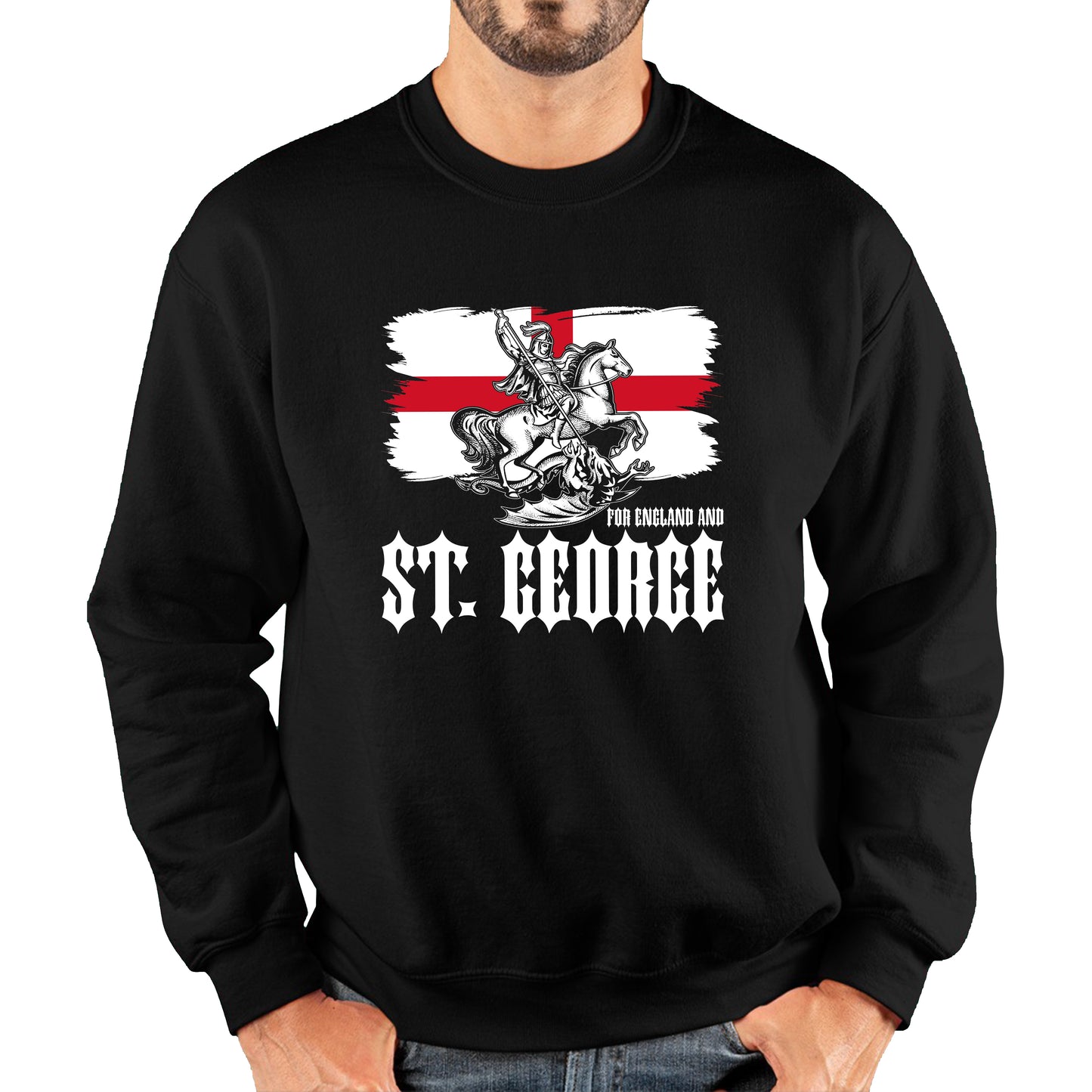 St George's Day Coat Of Arms Of Moscow Heraldic Horseman With A Spear In His Hand Slaying A Zilant Saint George And The Dragon England Flag Unisex Sweatshirt