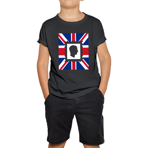 King Charles III Stamp United Kingdom Flag King Of England Royal Crown His Majesty Union Jack Kids T Shirt