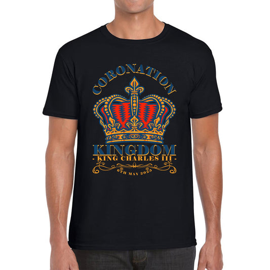 Coronation Kingdom King Charles III 6th May 2023 Royal Crown CR III His Majesty Union Jack Mens Tee Top