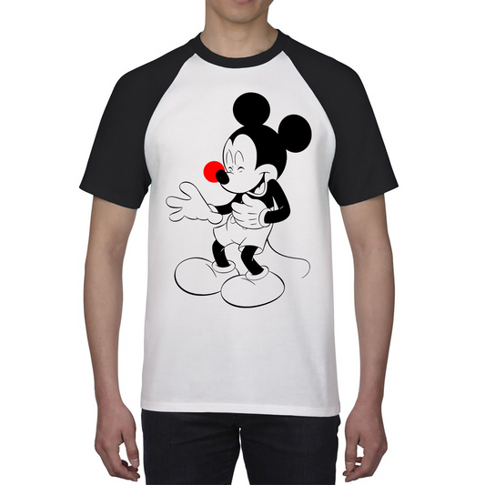 Disney Mickey Mouse Red Nose Day Baseball T Shirt. 50% Goes To Charity