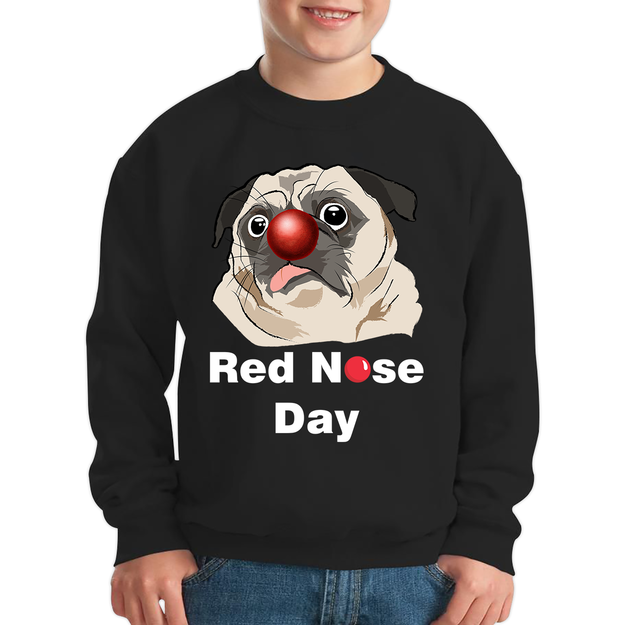 Pug Dog Red Nose Day Sweatshirt