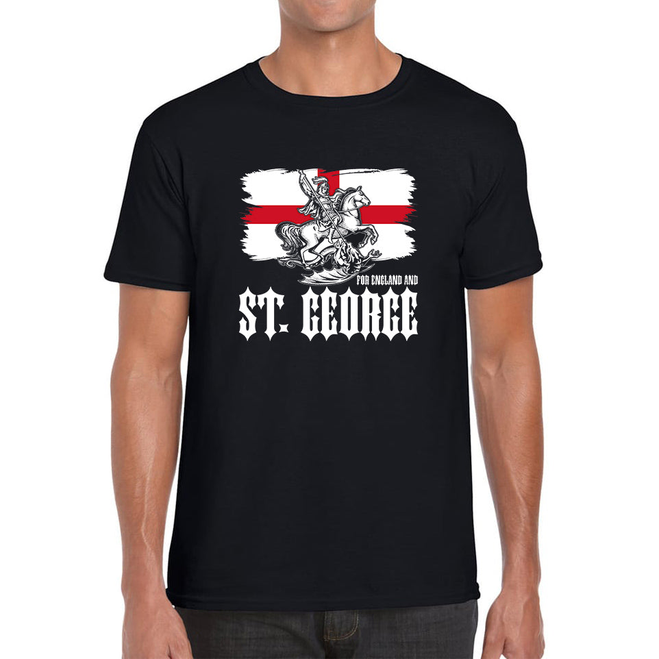 St George's Day Coat Of Arms Of Moscow Heraldic Horseman With A Spear In His Hand Slaying A Zilant Saint George And The Dragon England Flag Mens Tee Top