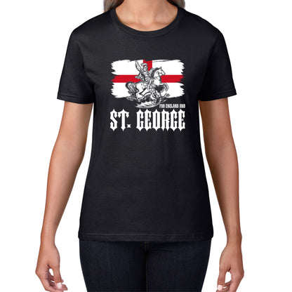 St George's Day Coat Of Arms Of Moscow Heraldic Horseman With A Spear In His Hand Slaying A Zilant Saint George And The Dragon England Flag Womens Tee Top