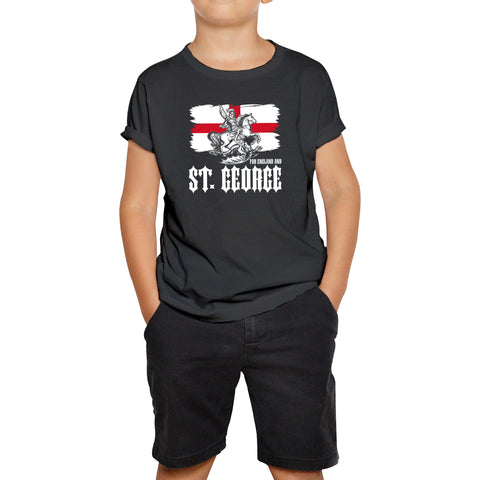 St George's Day Coat Of Arms Of Moscow Heraldic Horseman With A Spear In His Hand Slaying A Zilant Saint George And The Dragon England Flag Kids T Shirt