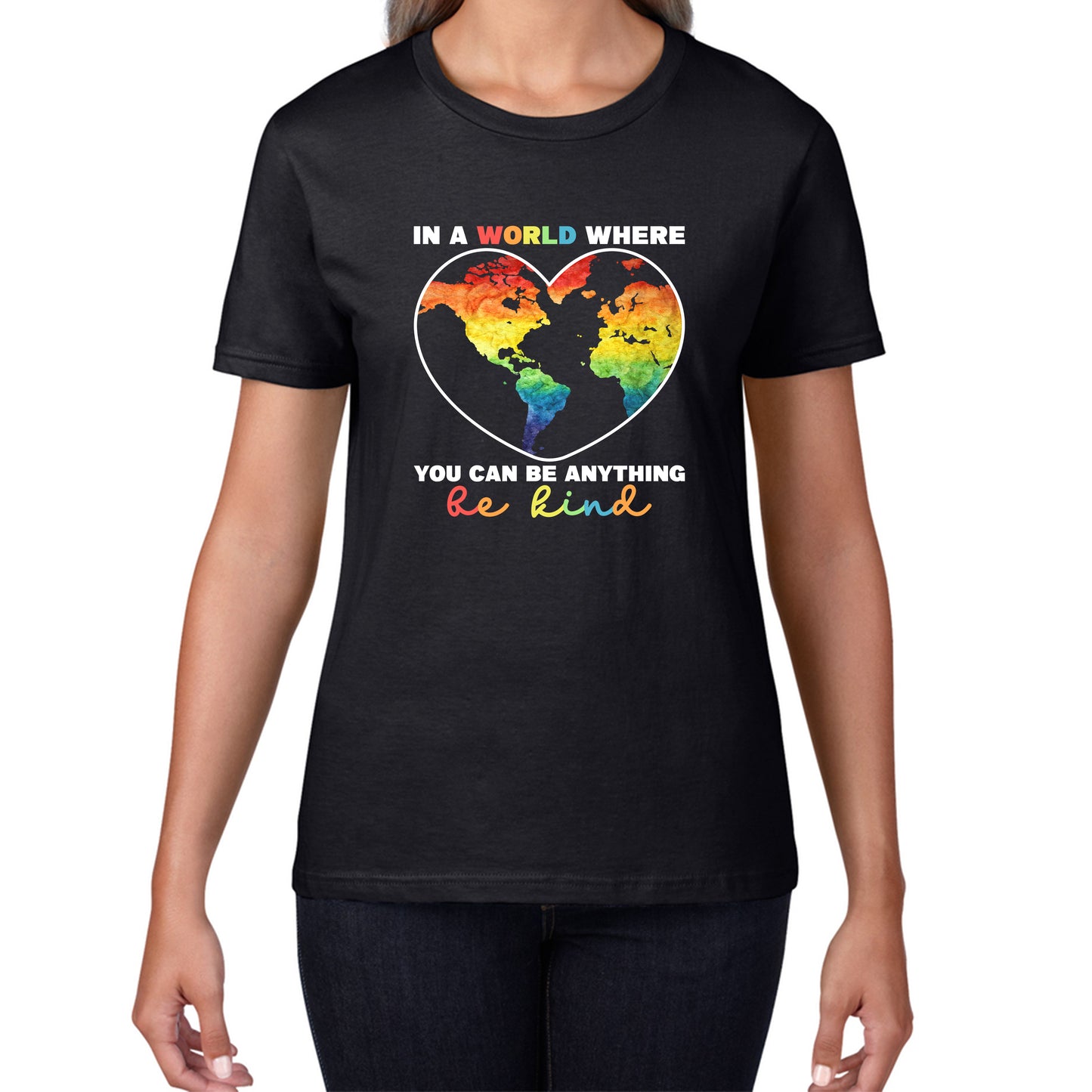 In A World Where You Can Be Anything Be Kind Autism Awareness Be Kind Colorful Rainbow Kindness Acceptance Autism Support Womens Tee Top