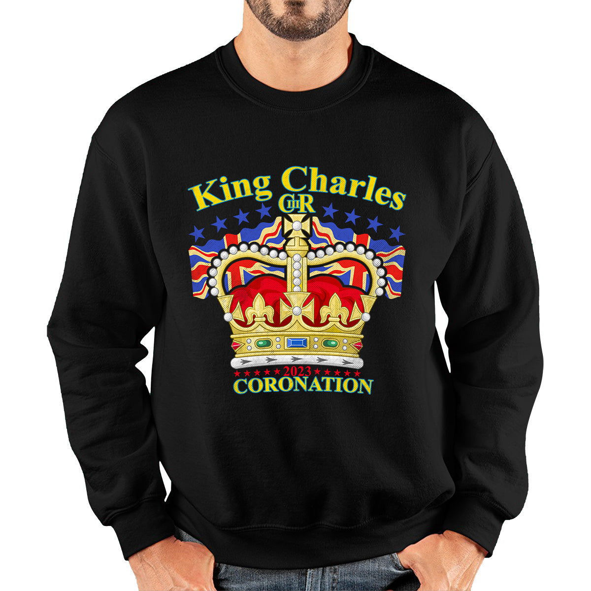 King Charles III 2023 Coronation  Royal Crown UK Ruling Monarch CR III Great Britain Pride Unisex Sweatshirt