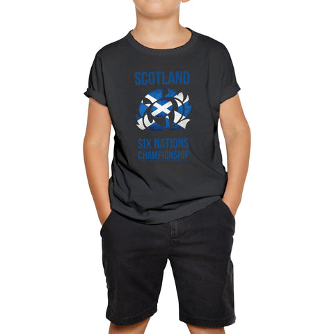 Scotland Flag Logo Rugby Cup European Support World Six Nations Championship Kids Tee