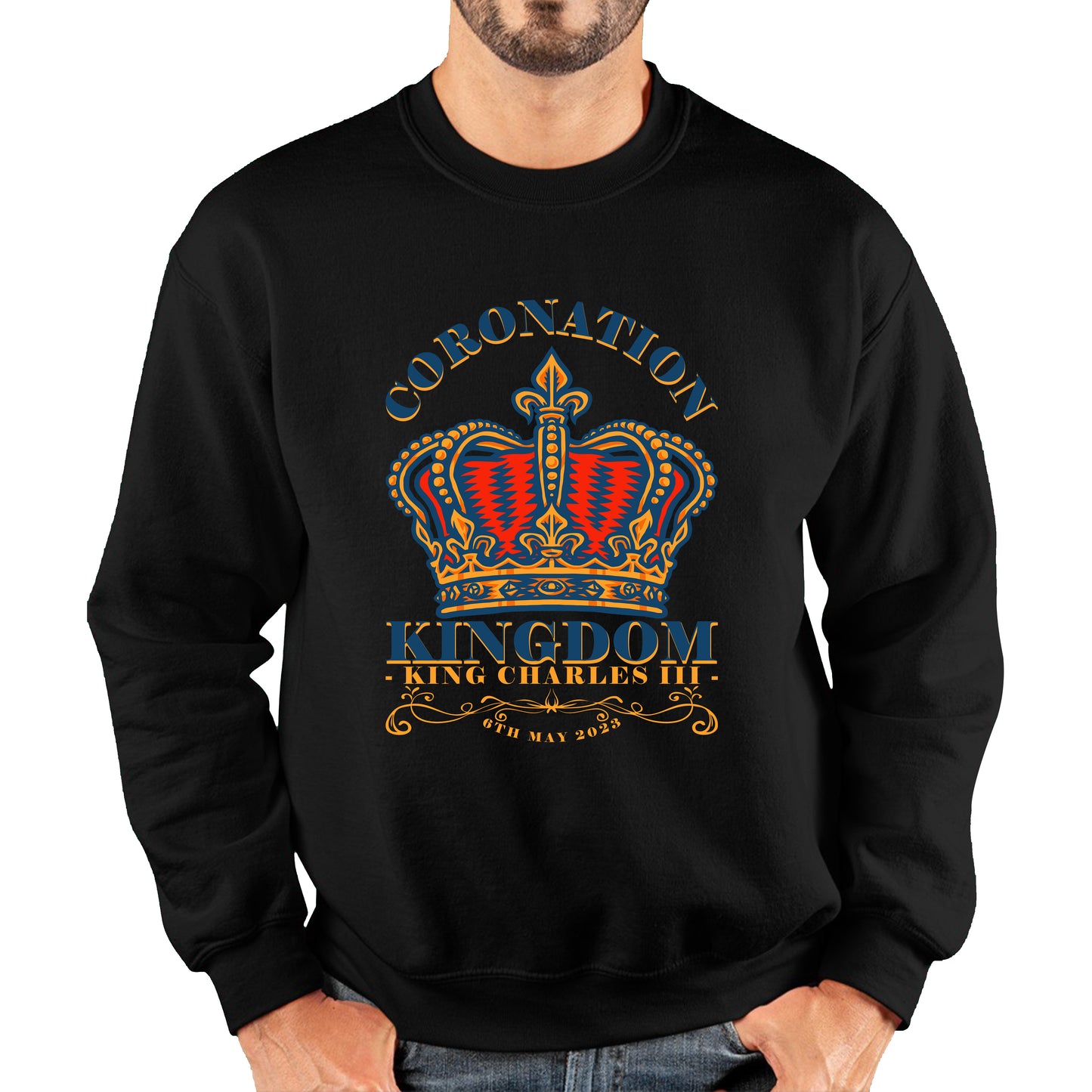 Coronation Kingdom King Charles III 6th May 2023 Royal Crown CR III His Majesty Union Jack Unisex Sweatshirt