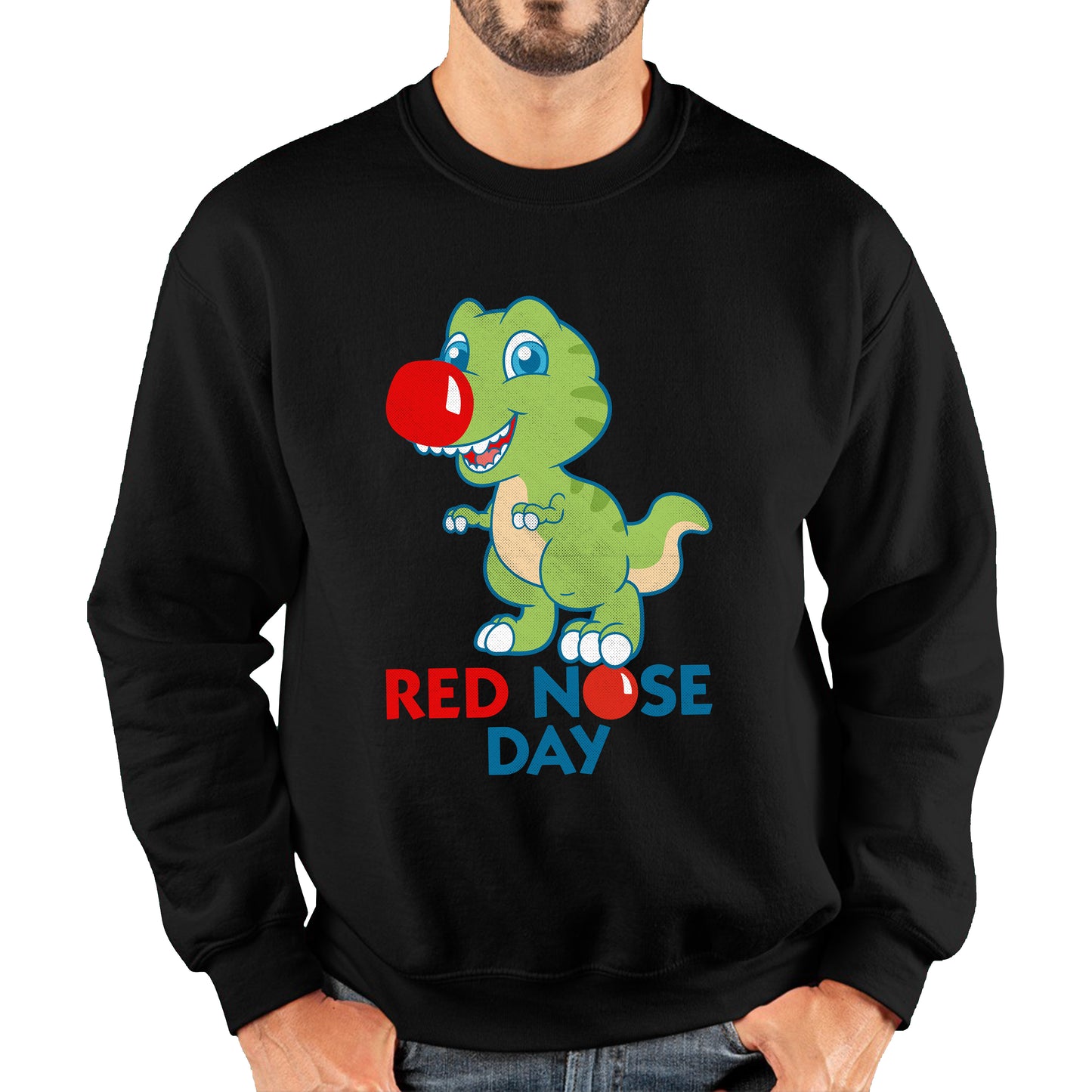 Red Nose Day T-rex Trex Lover's Gift Dynosaurs Dino Red Nose Day 2023 Unisex Sweatshirt