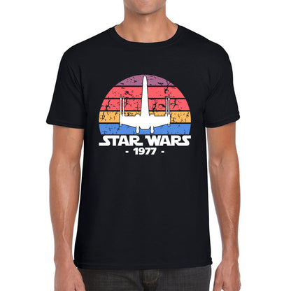 Star Wars X-Wing Fighter 1977 Vintage Retro Series Of Space Flight Simulator Video Games Disney Star Wars 46th Anniversary Mens Tee Top