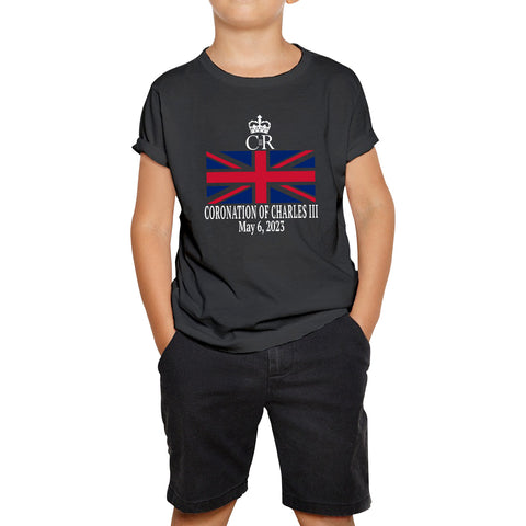 Royal Cypher CR III Coronation Of Charles III 6th May 2023 King Charles III Royal King British Flag Kids T Shirt