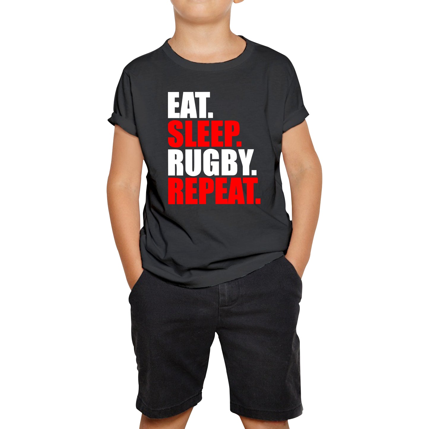 Eat Sleep Rugby Repeat Kids T-Shirt