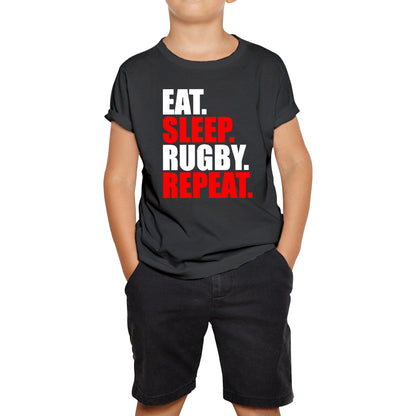 Eat Sleep Rugby Repeat Kids T-Shirt