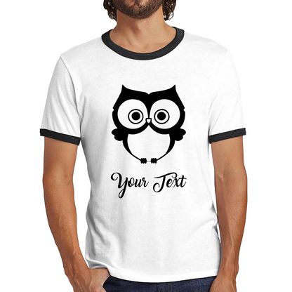 Personalised Cute Owl Your Name Cute Cartoon Owl Animal Lover Nature Lover Ringer T Shirt