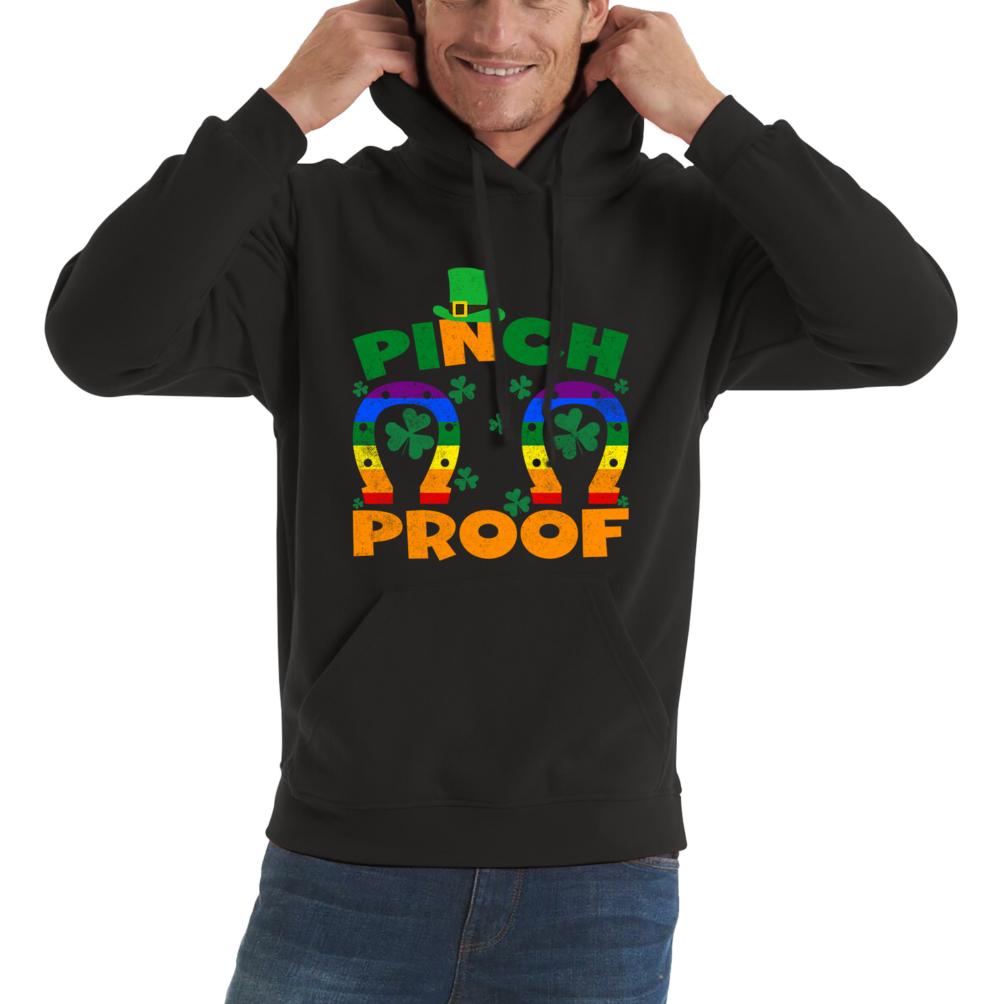 Pinch Proof LGBT Horseshoe St. Patrick's Day Shamrock Gay Pride Irish Pinch St Pattys Day Irish Festive Unisex Hoodie