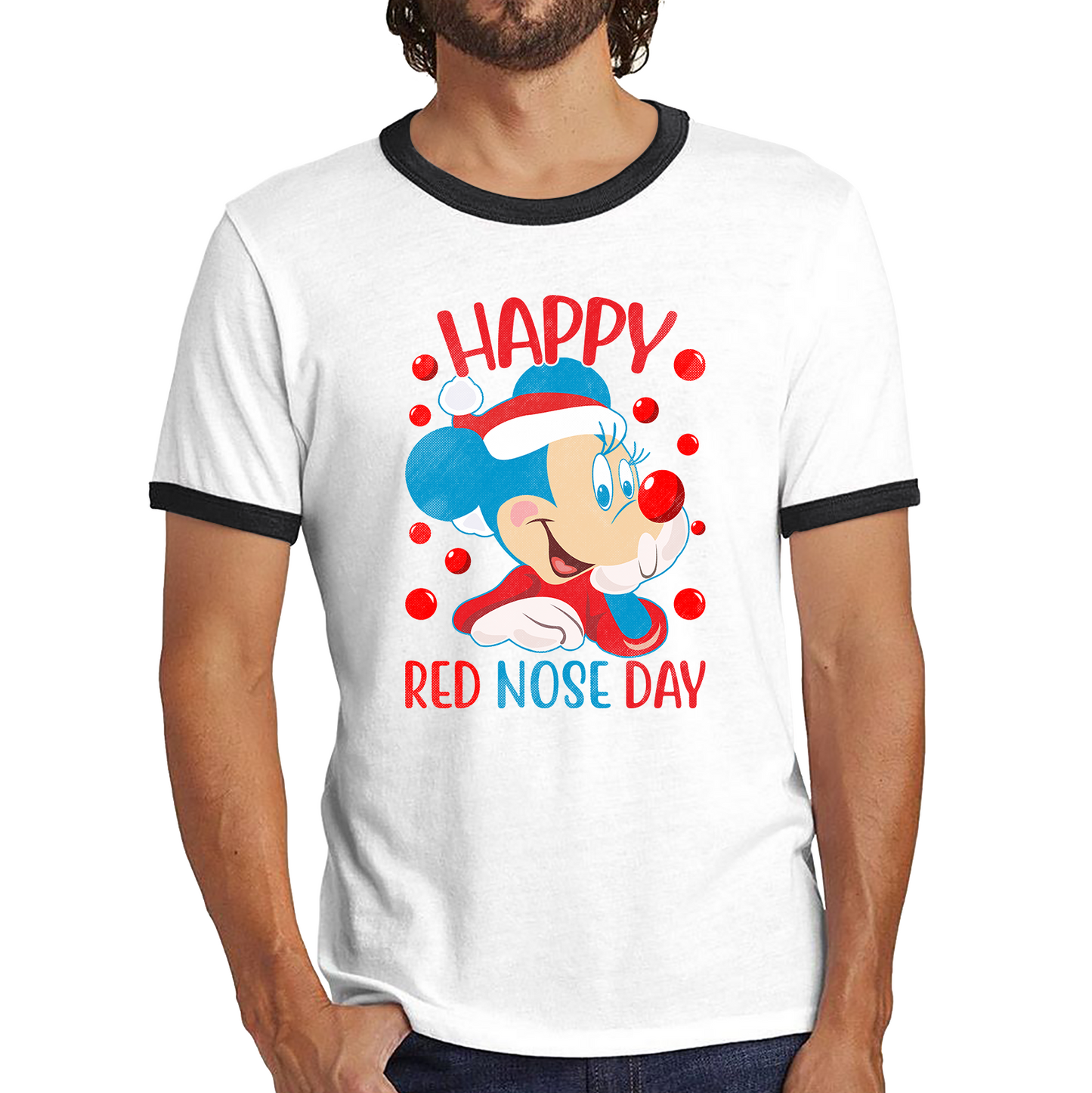 Happy Red Nose Day Mickey Mouse Red Nose Day Minnie Mickey Mouse Comic Relief Disneyland Cartoon Lover Ringer T Shirt