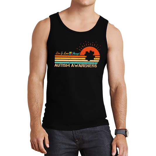 Live Love Accept Vintage Retro Autism Awareness Tank Top