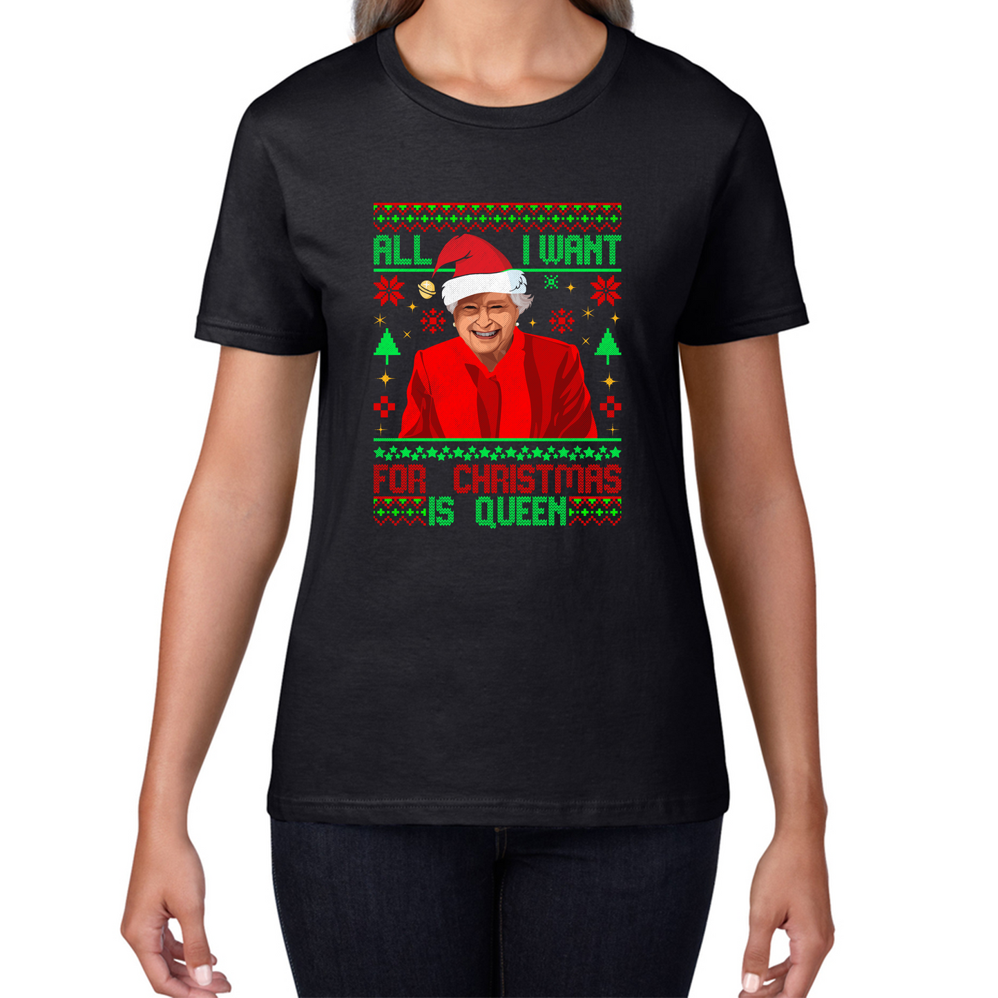 queen elizabeth ii christmas womens t shirt