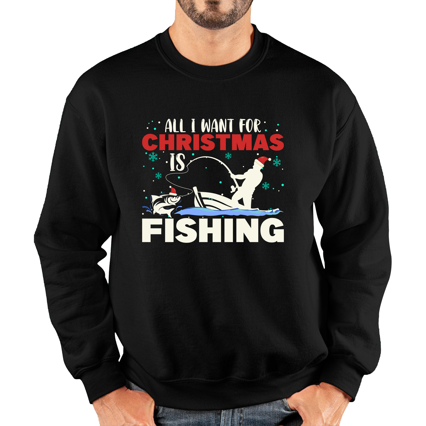 fishing christmas sweatshirt