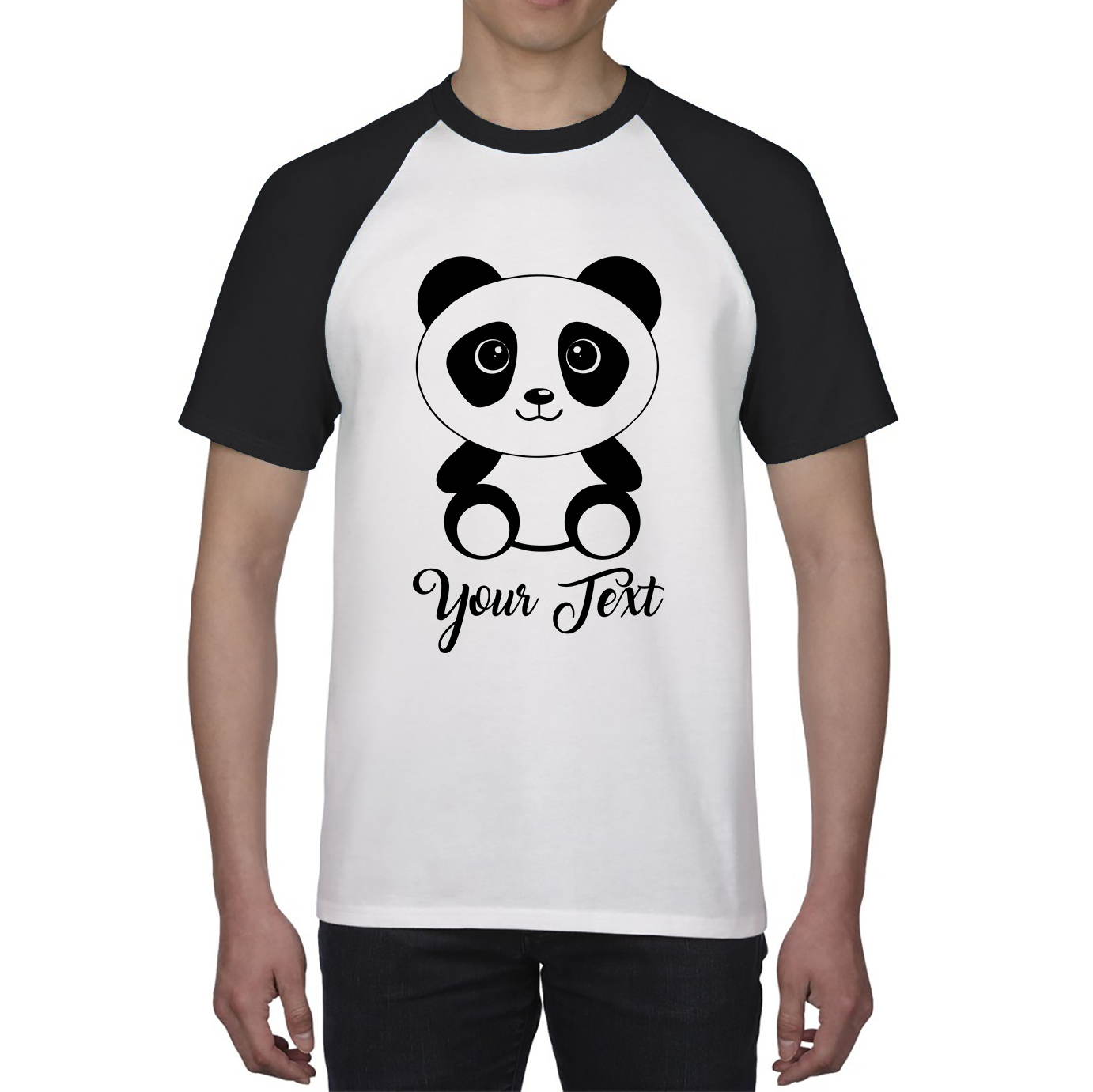 Personalised Cute Panda Bear Your Text Funny Cute Animal Lovers Baseball T Shirt