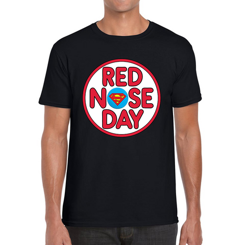 Superman Red Nose Day Adult T Shirt. 50% Goes To Charity