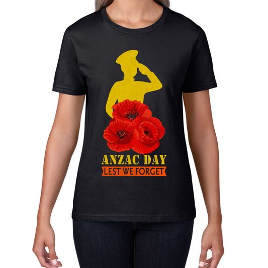 Anzac Day Lest We Forget Poppy Flowers British Veteran T Shirt