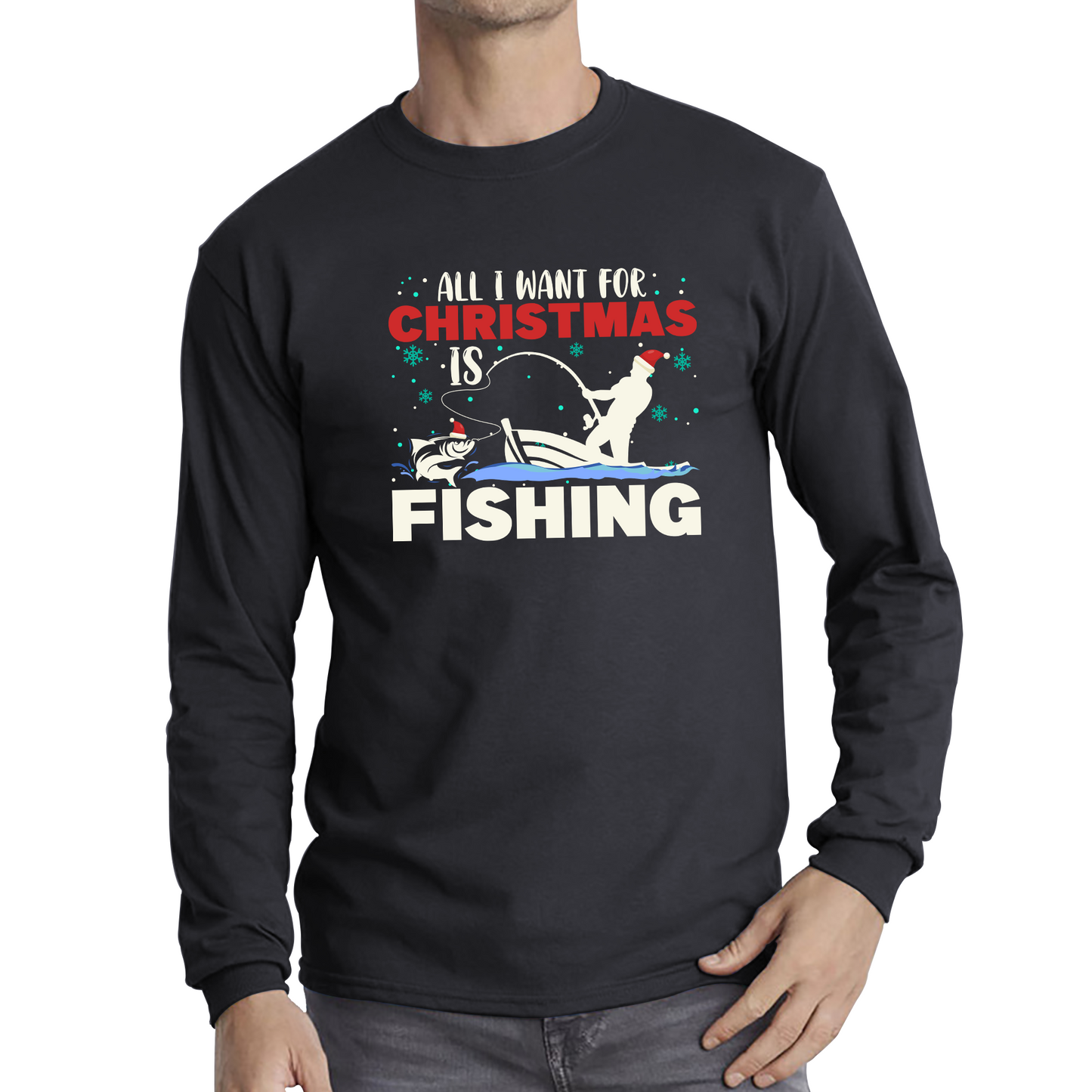 christmas fishing long sleeve t shirt