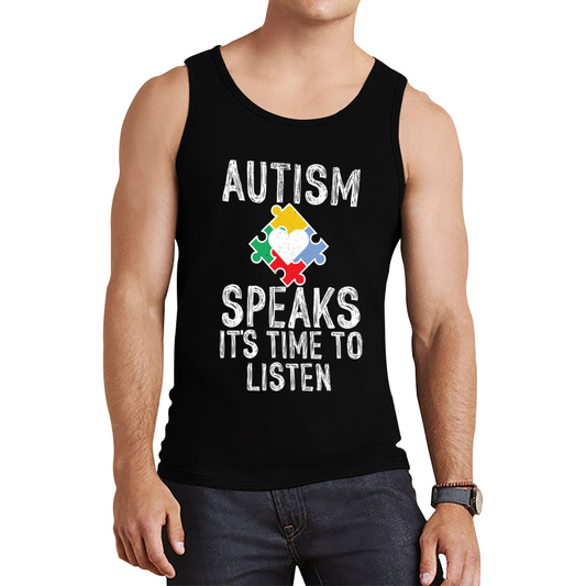 Autism Speaks It's Time To Listen Puzzle Piece Tank Top