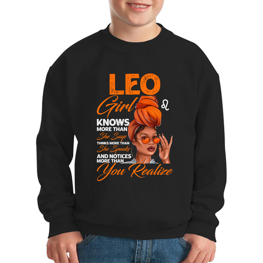 Leo Girl Knows More Than Think More Than Horoscope Zodiac Astrological Sign Birthday Kids Jumper