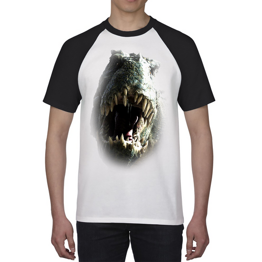 Tyrannosaurus T-rex Roaring Face Shirt Big Print Full-On Front T-rex Dinosaur Baseball T Shirt