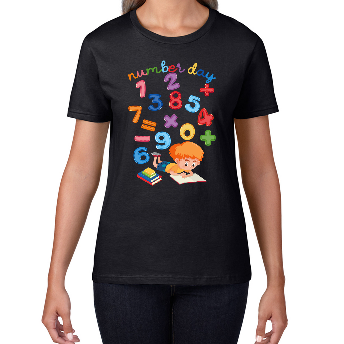 Numbers Day Colourful Numbers Maths Day School Charity Day Mathletics Womens Tee Top