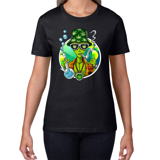 Alien Stoner Smoking Funny T Shirt