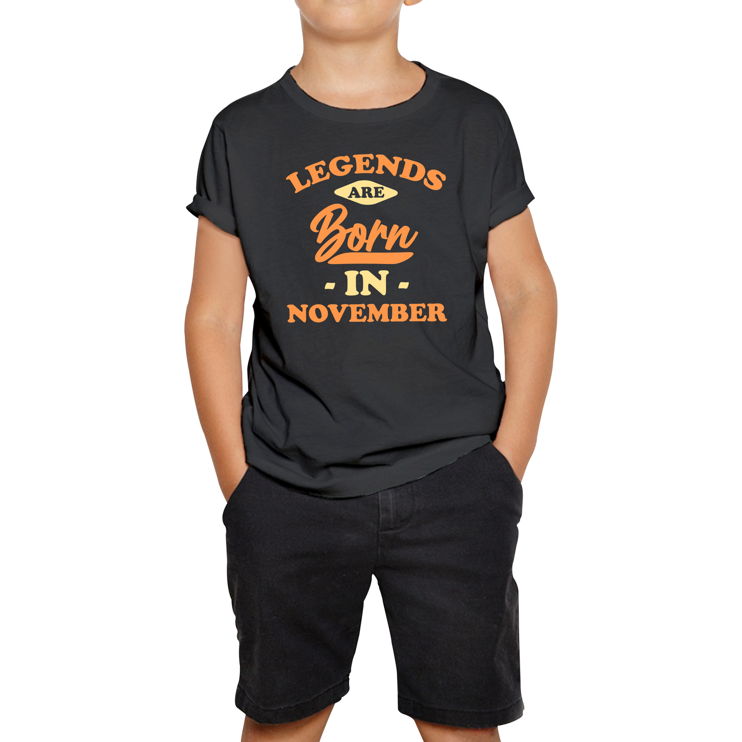 Legends Are Born In November Funny November Birthday Month Novelty Slogan Kids Tee