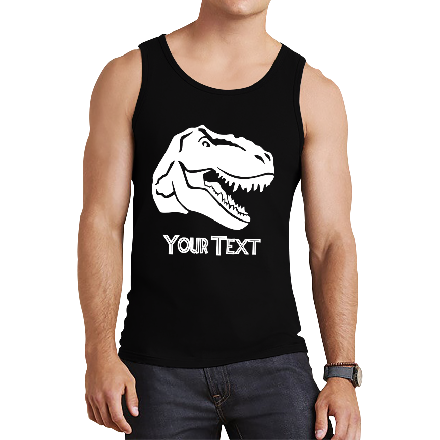 Personalised Dinosaur T-Rex Roaring Face Your Text Tyrannosaurus Rex Dino Tank Top