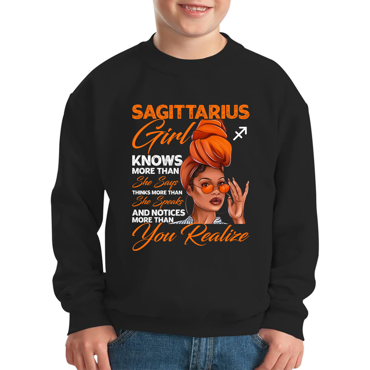 Sagittarius Girl Knows More Than Think More Than Horoscope Zodiac Astrological Sign Birthday Kids Jumper