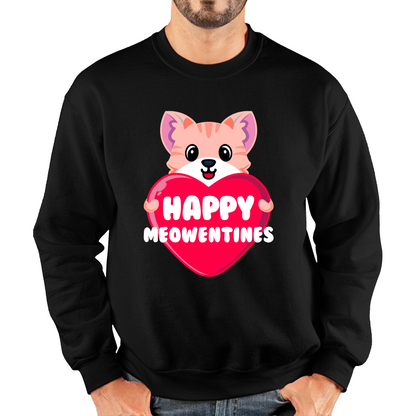 Happy Meowentines Meowy Valentine Funny Cute Cat Lover Valentine Day Unisex Sweatshirt