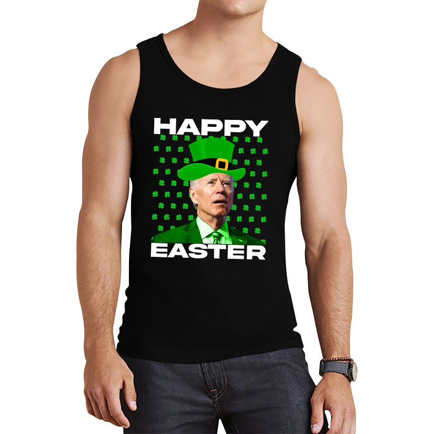 Happy Easter Confused Biden St Patricks Day Meme Joe Biden Shamrock Funny Irish Tank Top